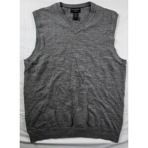 Banana Republic Vest Mens Med Gray 100% Merino Wool Sleeveless Sweater